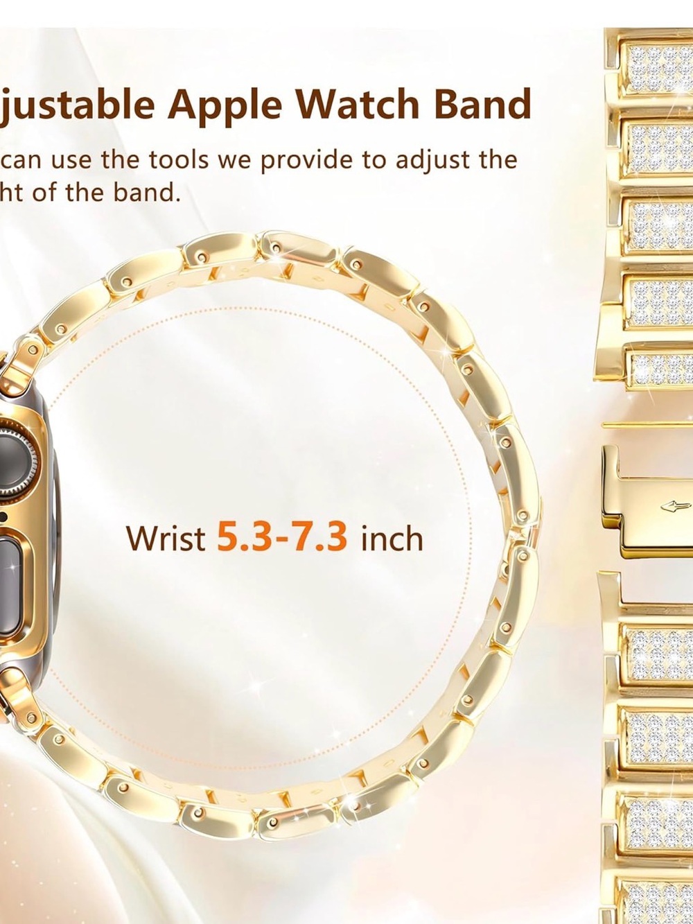 Apple Gold Bracelet-Style Watch Band with Crystal Links